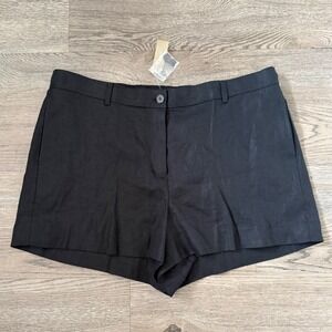 J.Crew 3" Harbor Linen Shorts Women's Size XXL Black Pleated Summer Resort NWT